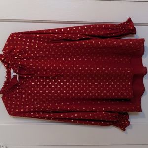 ☀️ Time&Tru Red/Gold Blouse